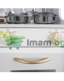 Дървена кухня с аксесоари, LED осветление и звук, бяла